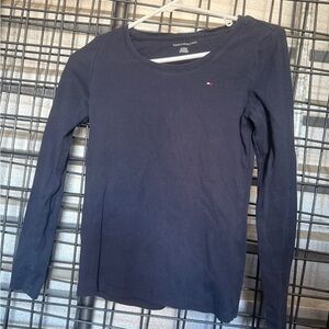 🌟5/$25 Tommy Hilfiger Navy Long Sleeve Tee xs extra small fitted  A8